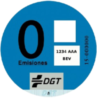 etiqueta cero distintivo ambiental para el vehículo